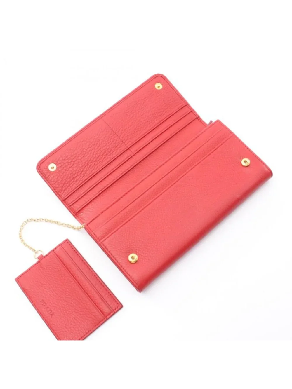 Prada Bifold Wallet Red Leather